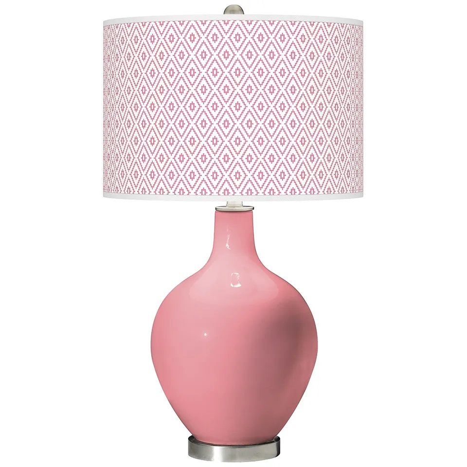 Color Plus Ovo 28 1/2" High Diamonds Shade Haute Pink Table Lamp
