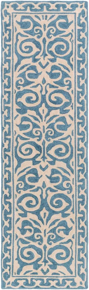 Samual Blue Indoor 2'6" x 8' Handmade Rug