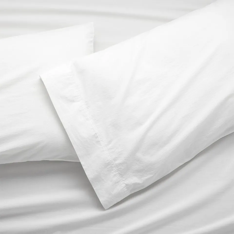 Favorite Washed Organic Cotton White Standard Pillowcases, Set of 2