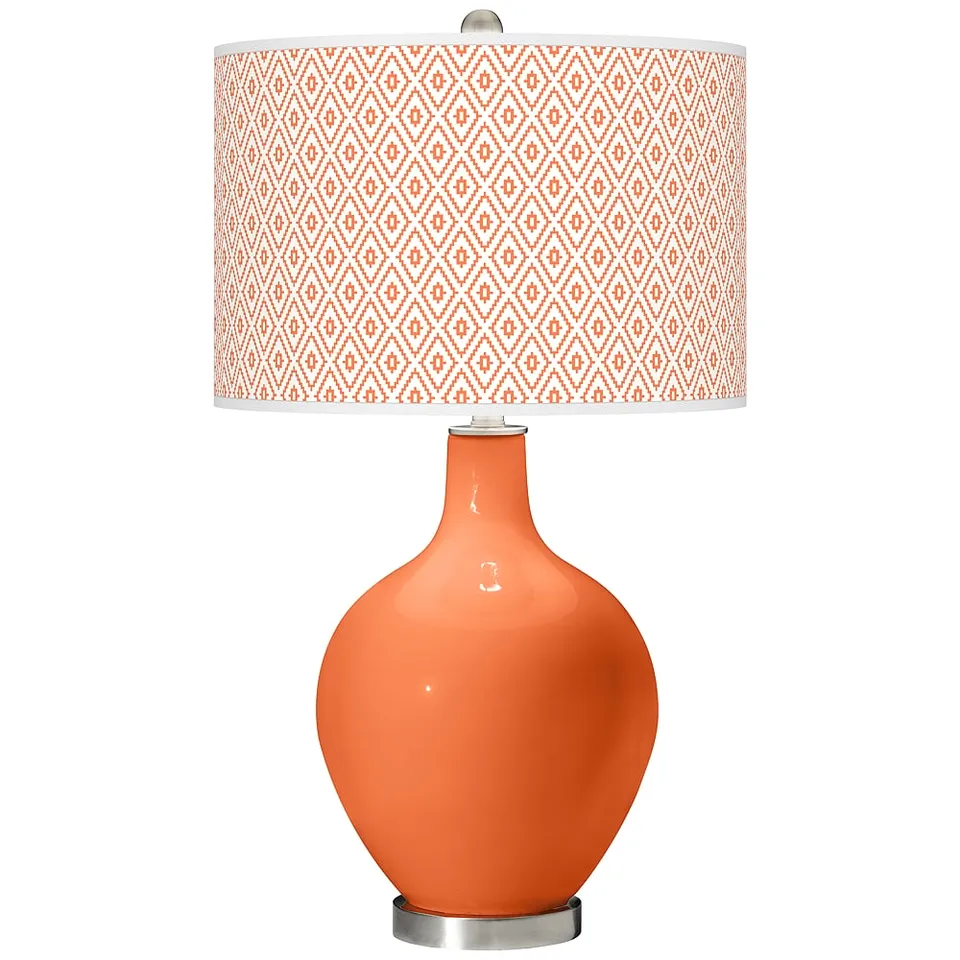 Color Plus Ovo 28 1/2" High Diamonds Shade Nectarine Orange Table Lamp