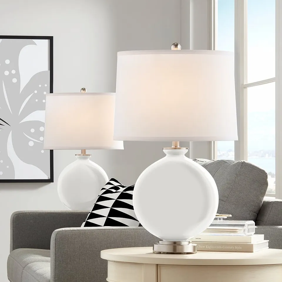 Color Plus Carrie 26 1/2" Modern Winter White Table Lamps Set of 2