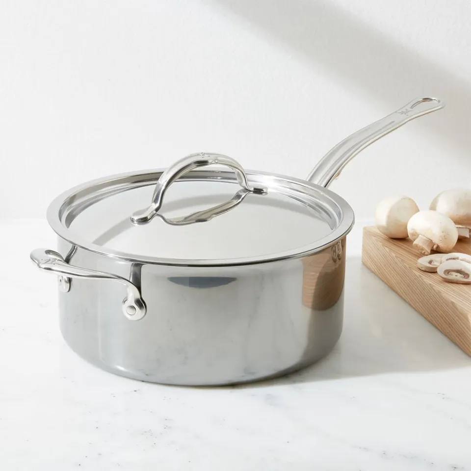 Hestan NanoBond Stainless Steel 4-Qt. Saucepan with Helper Handle and Lid