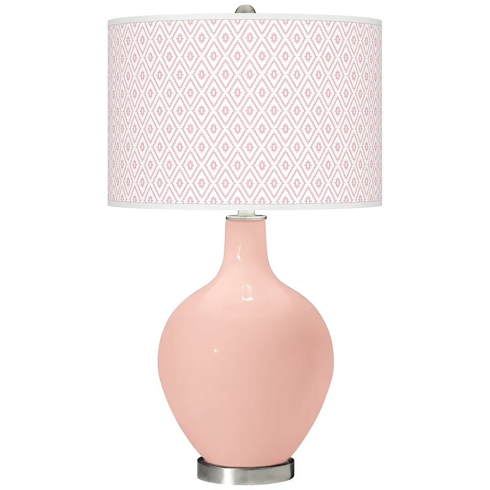 Color Plus Ovo 28 1/2" High Diamonds Shade Rose Pink Table Lamp