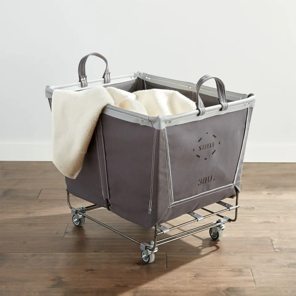 Steele ® Briquette Gray 2-Bushel Rolling Laundry Hamper