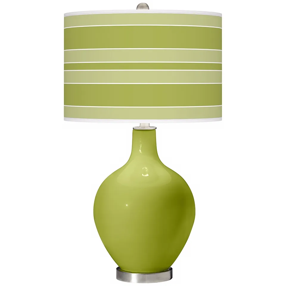 Color Plus Ovo 28 1/2" Bold Stripe Shade Parakeet Green Table Lamp