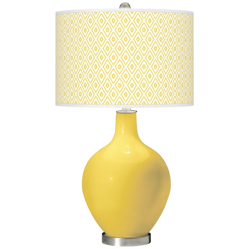 Color Plus Ovo 28 1/2" Diamonds Shade Lemon Zest Yellow Table Lamp