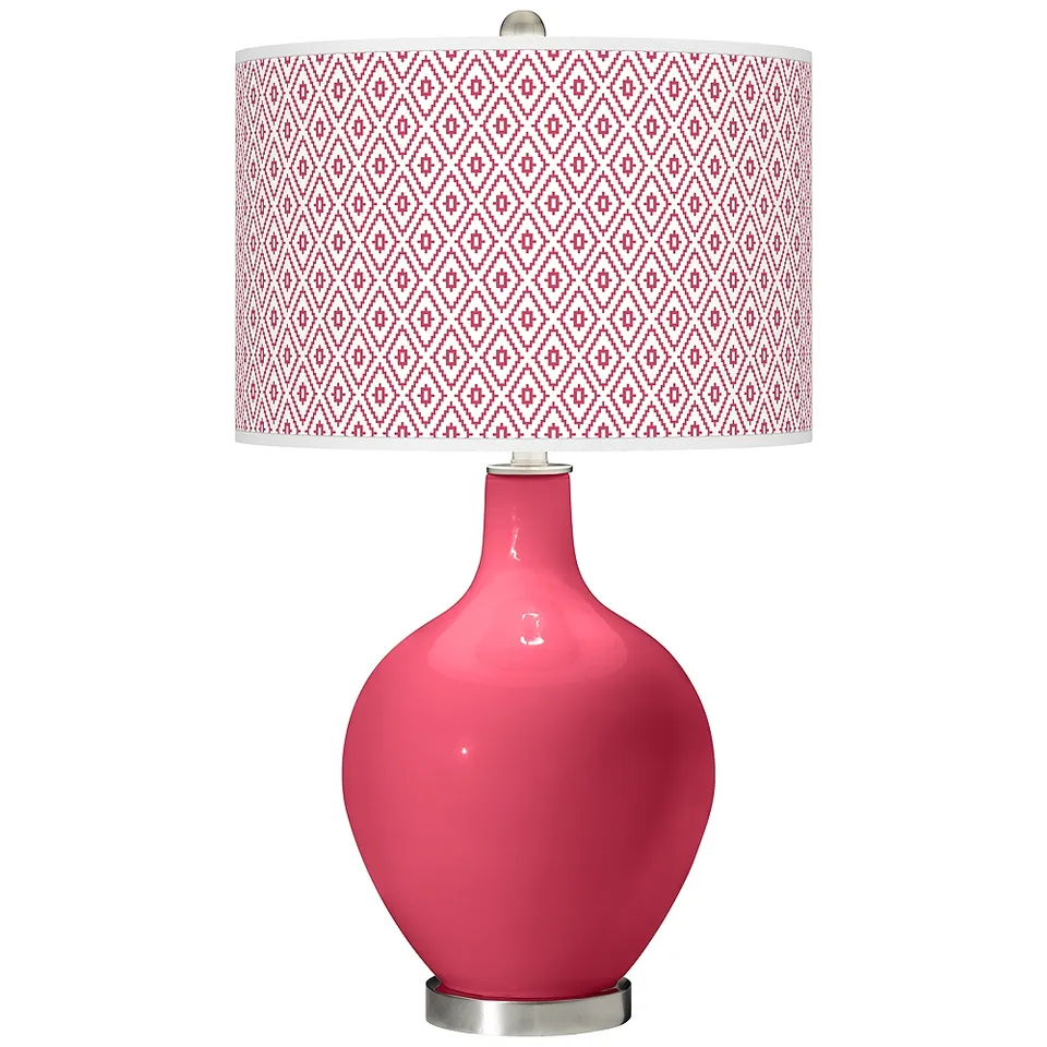 Color Plus Ovo 28 1/2" High Diamonds Shade Eros Pink Table Lamp