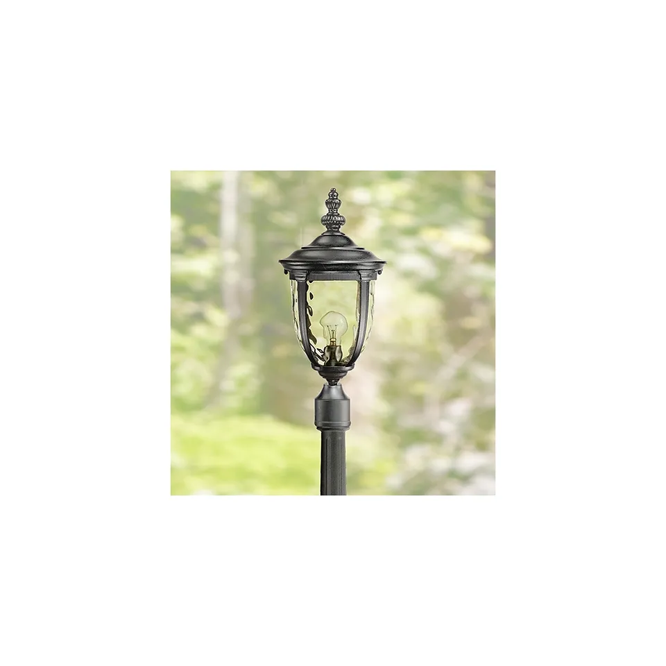 Bellagio 95 3/4" High Black Post Light with Flat Base Pole