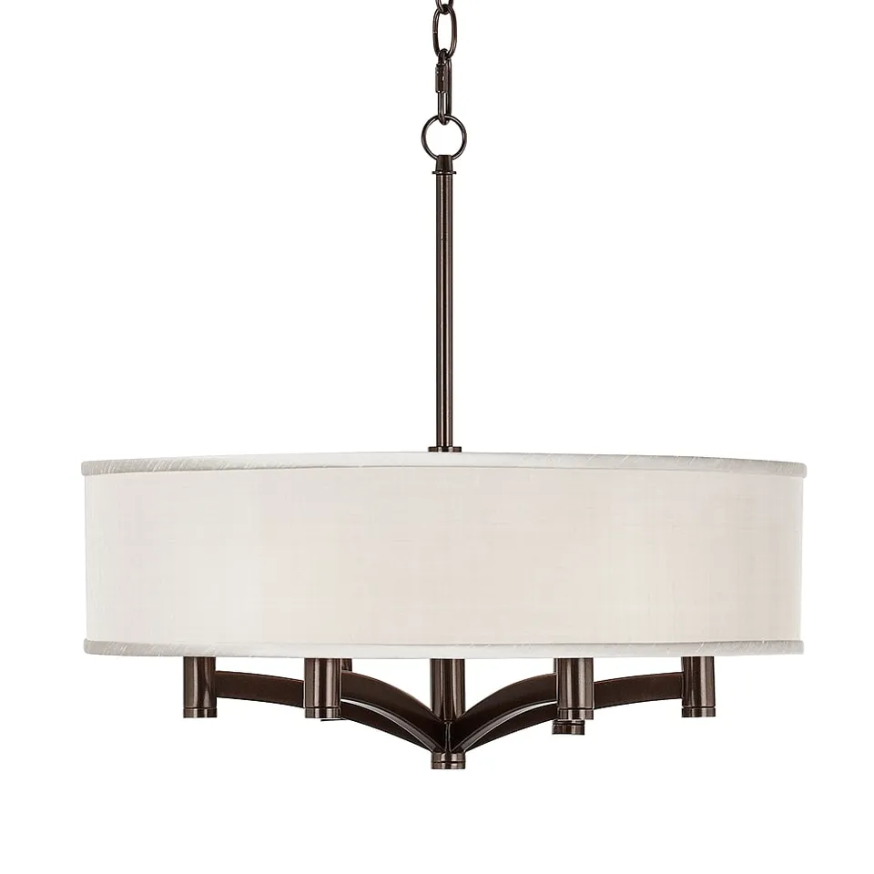 Possini Euro Ava 20" Cream Shade 6-Light Bronze Pendant Chandelier