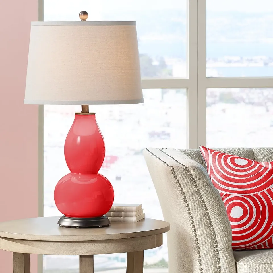 Color Plus Double Gourd 28 3/4" High Poppy Red Table Lamp