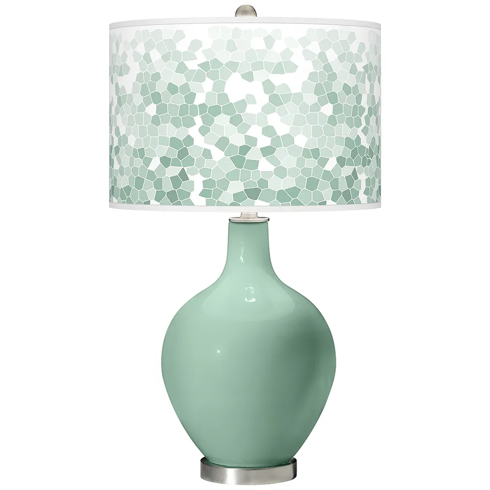 Color Plus Ovo 28 1/2" High Mosaic Shade Grayed Jade Green Table Lamp