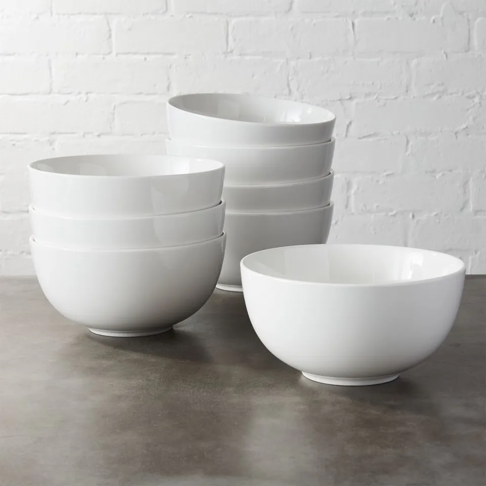 Contact White Ceramic Soup Bowls Set of 8