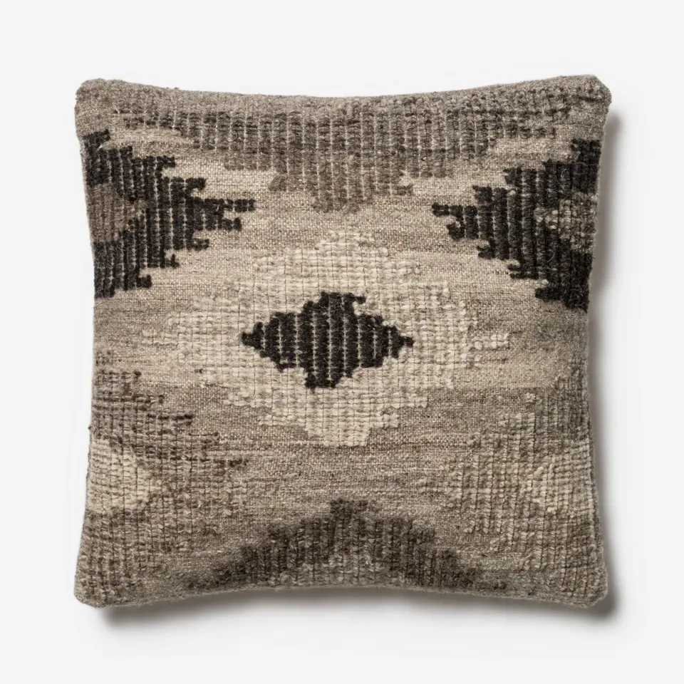 PILLOWS - GREY / BLACK - 22" X 22" Cover w/Down