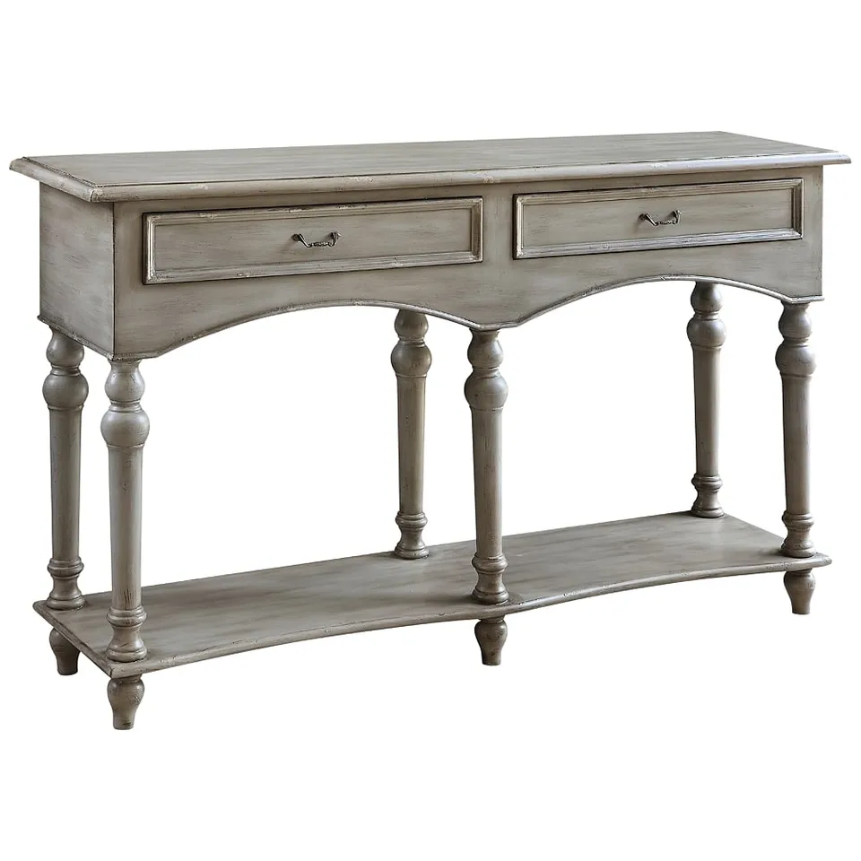 Chelsea 62" Wide Antiqued Gray Wood 2-Drawer Console Table