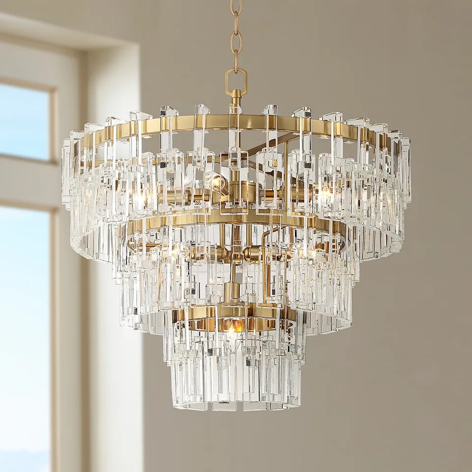 Possini Euro Luxum 23 1/2" Brass 8-Light Crystal Chandelier