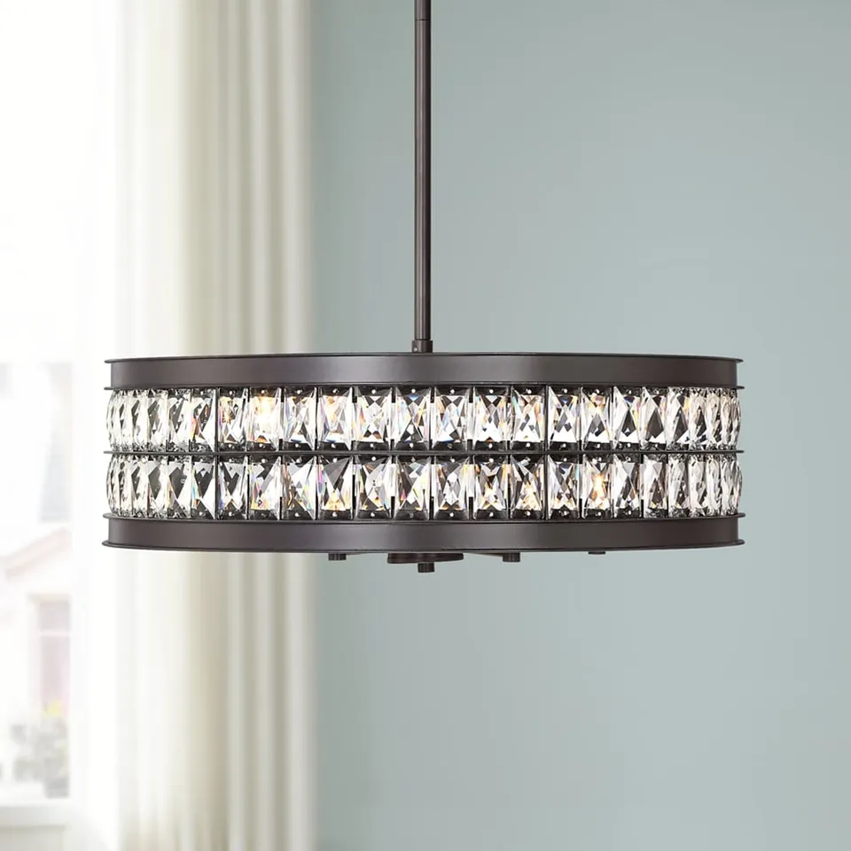 Regency Hill Jaylen 23 1/2" Wide Bronze and Crystal Pendant Light