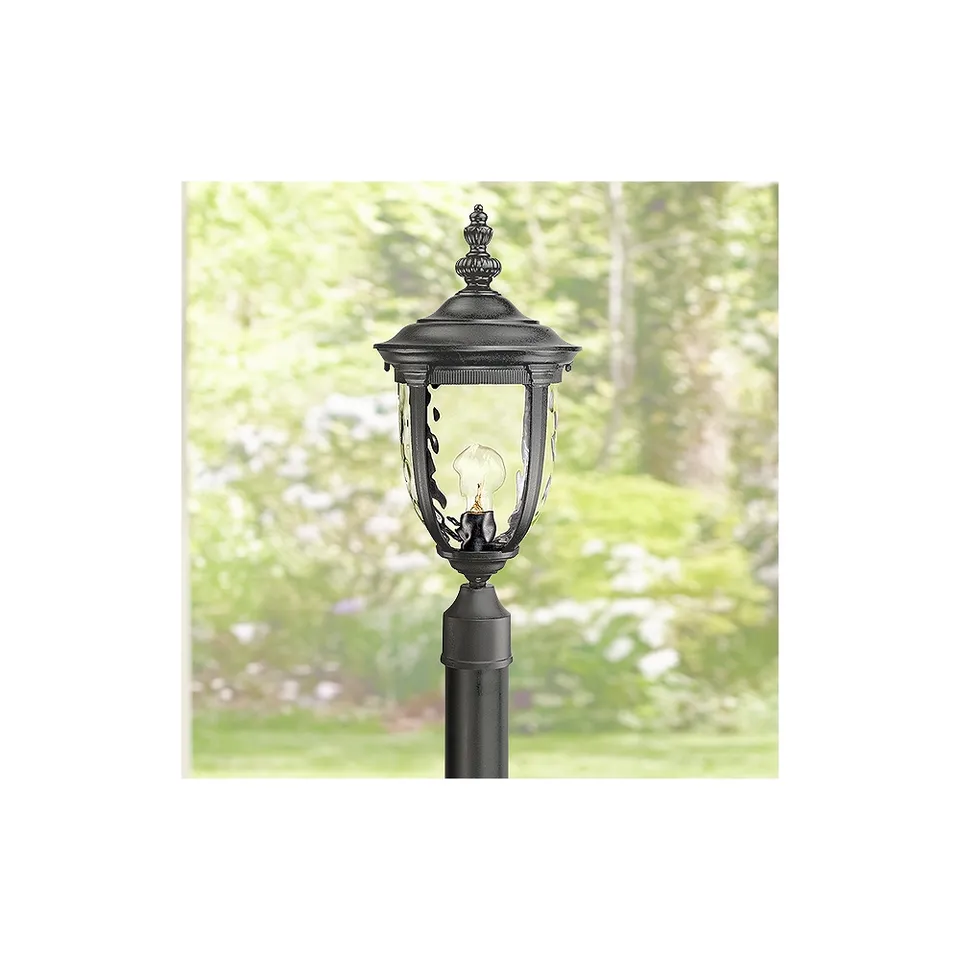 Bellagio 103" High Black Outdoor Post Light with Burial Pole