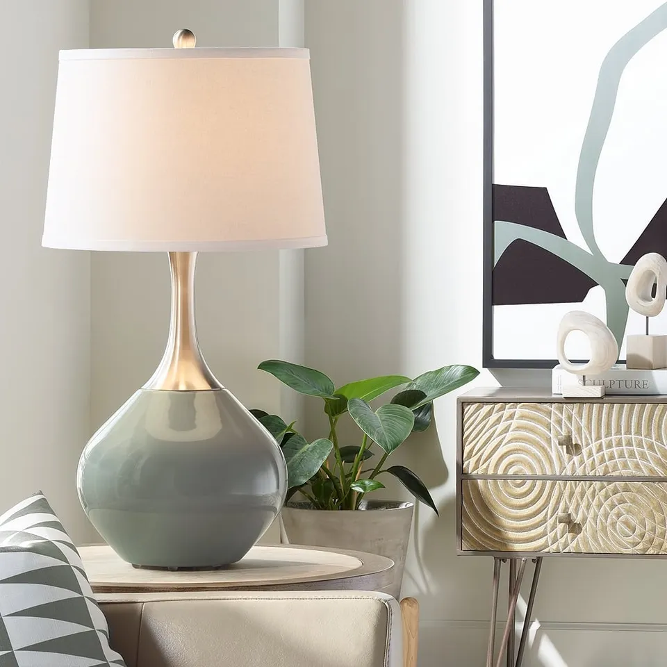 Color Plus Spencer 31" Modern Gauntlet Gray Table Lamp