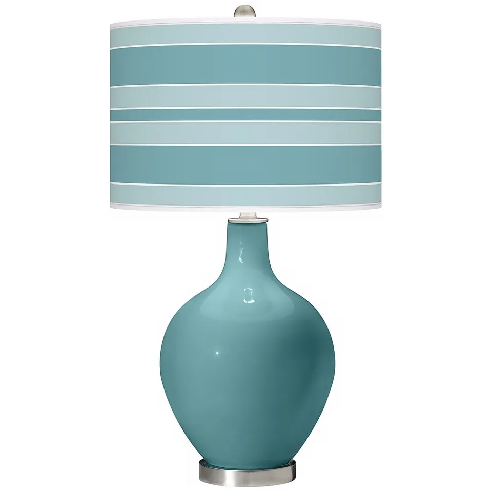 Color Plus Ovo 28 1/2" Bold Stripe Reflecting Pool Blue Table Lamp