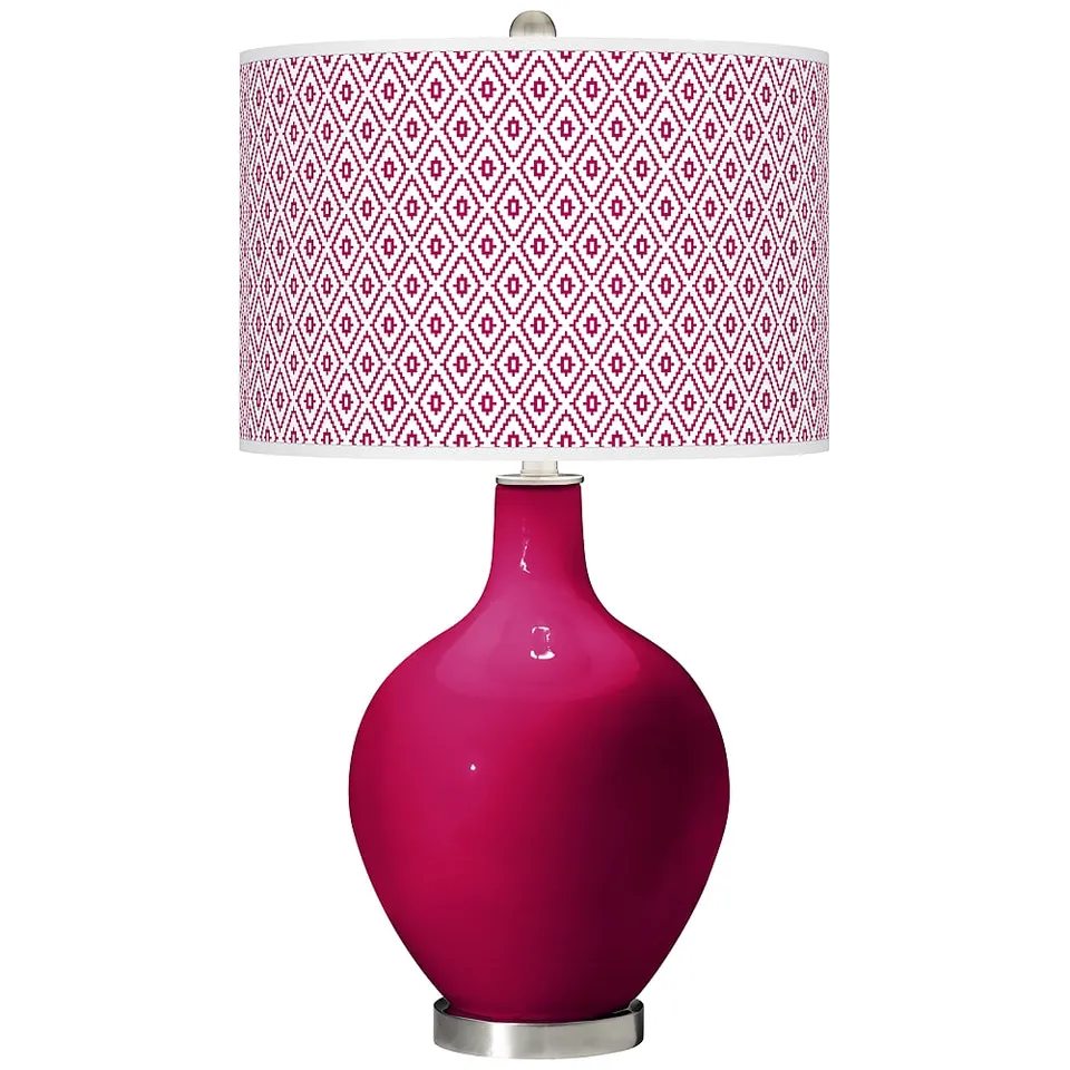 Color Plus Ovo 28 1/2" Diamonds Shade French Burgundy Red Table Lamp