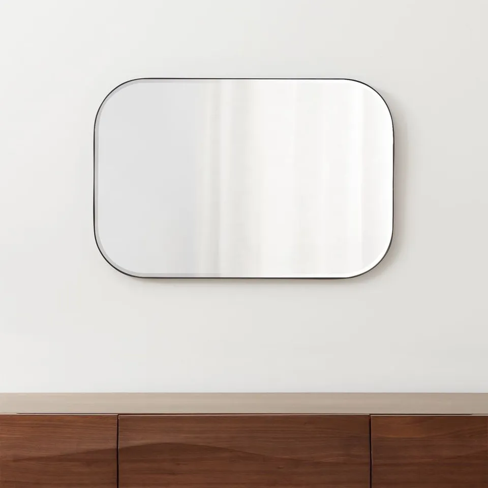 Edge Black Rounded Rectangle Vanity Mirror 36"x24"