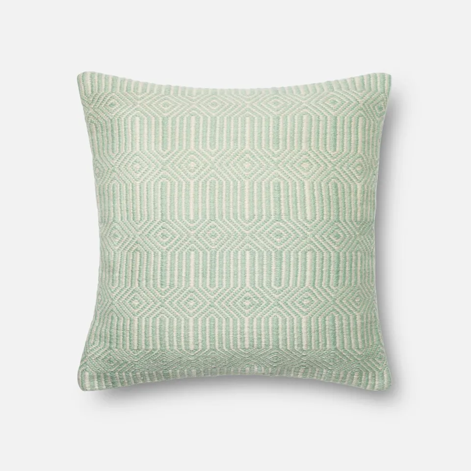 PILLOWS - AQUA / IVORY - 22" X 22" Cover Only
