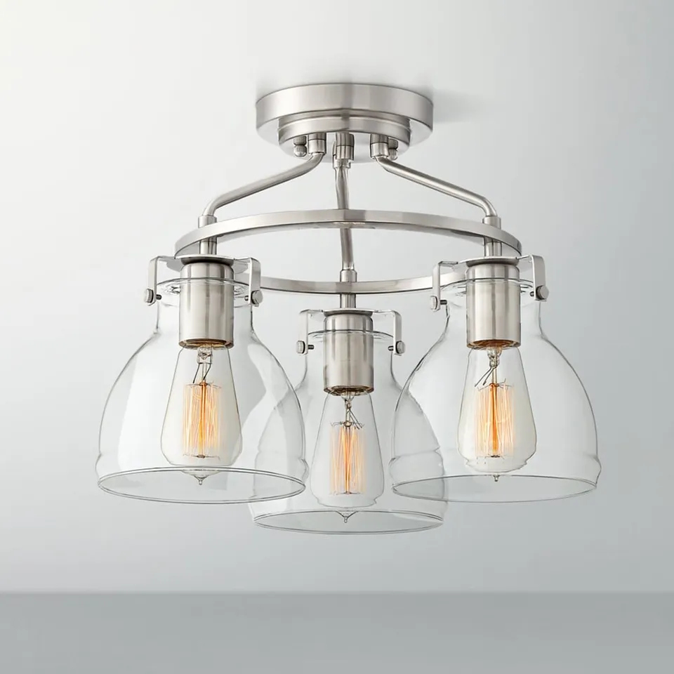 Possini Euro Bellis 14 1/2" Wide Brushed Nickel 3-Light Ceiling Light