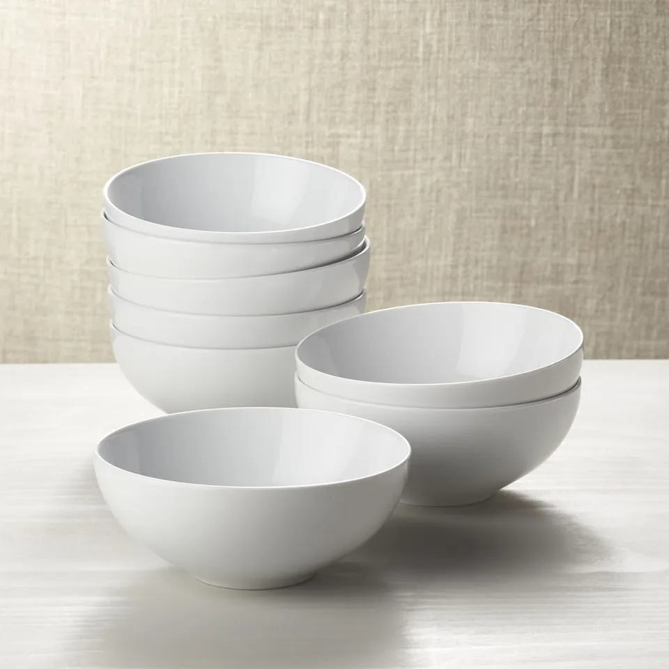 Aspen 7" Porcelain Cereal Bowls, Set of 8