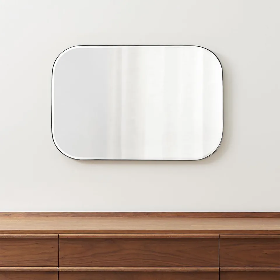 Edge Medium Silver Rounded Rectangle Vanity Mirror 36"x24"