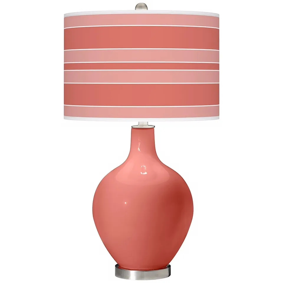 Color Plus Ovo Bold Stripe Coral Reef Pink Table Lamp