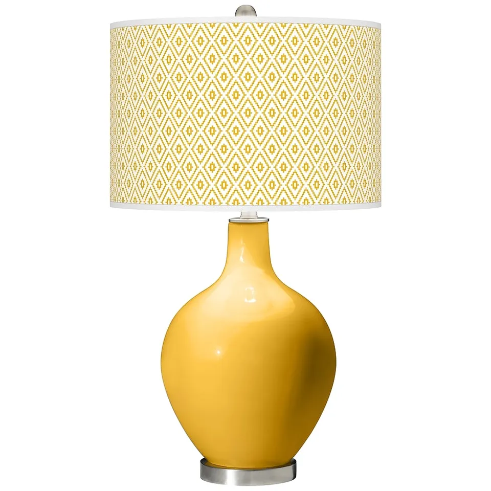 Color Plus Ovo 28 1/2" High Diamonds Shade Goldenrod Yellow Table Lamp