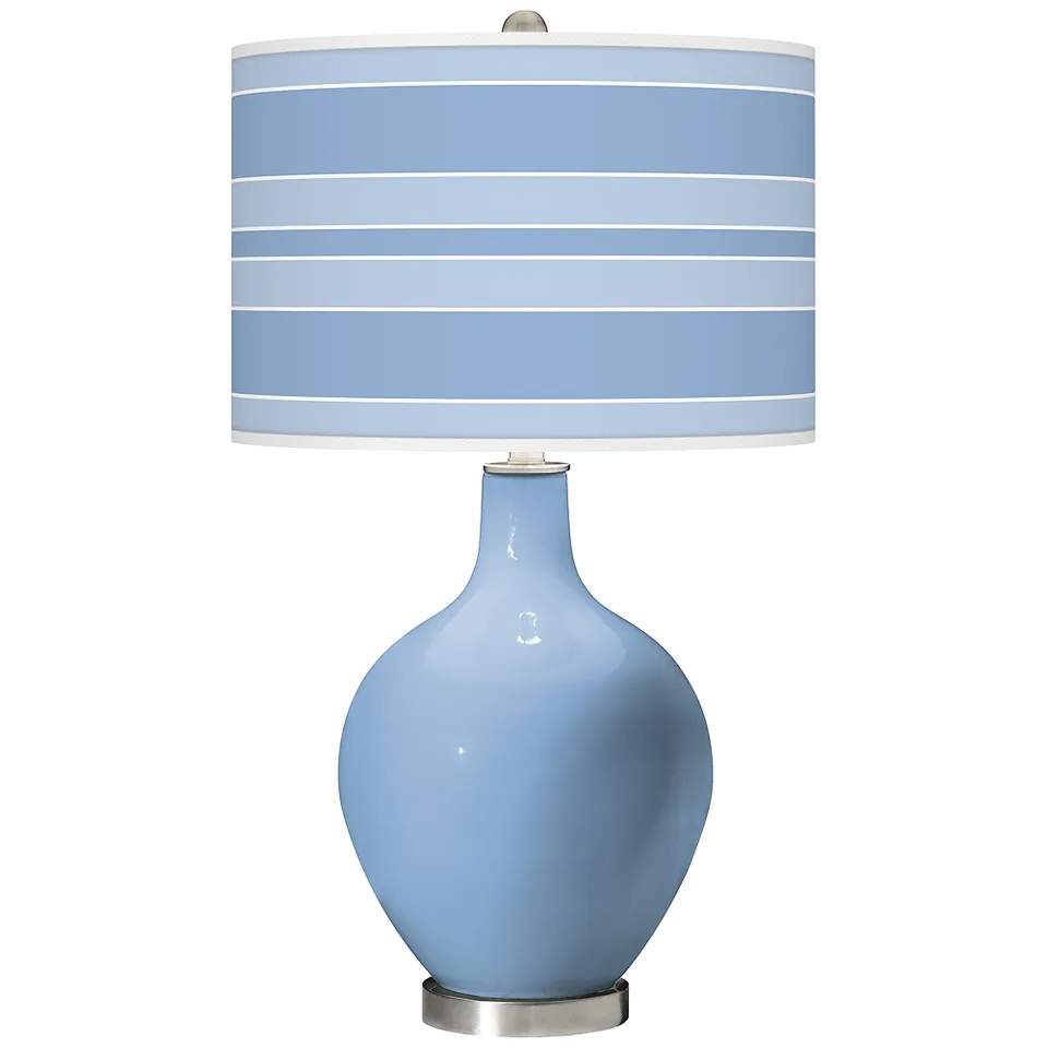 Color Plus Ovo 28 1/2" Bold Stripe Shade Placid Blue Table Lamp