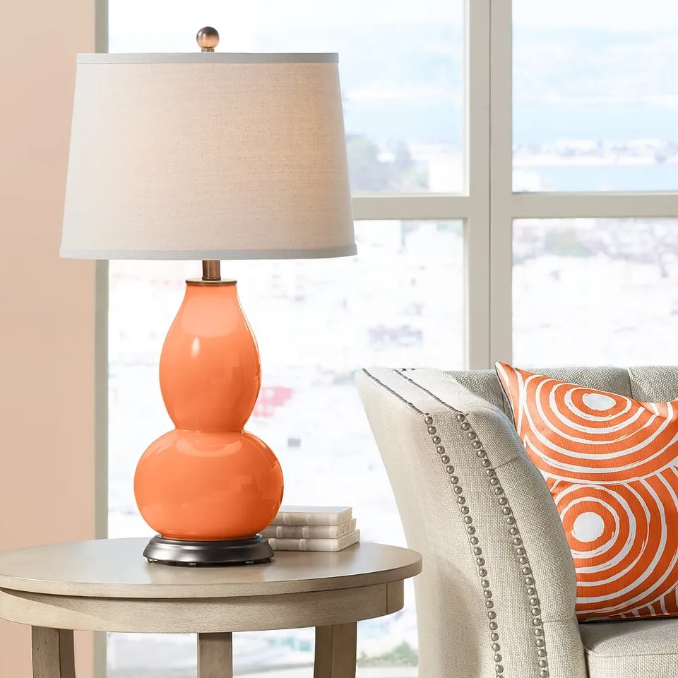 Color Plus Double Gourd 28 3/4" High Nectarine Orange Table Lamp