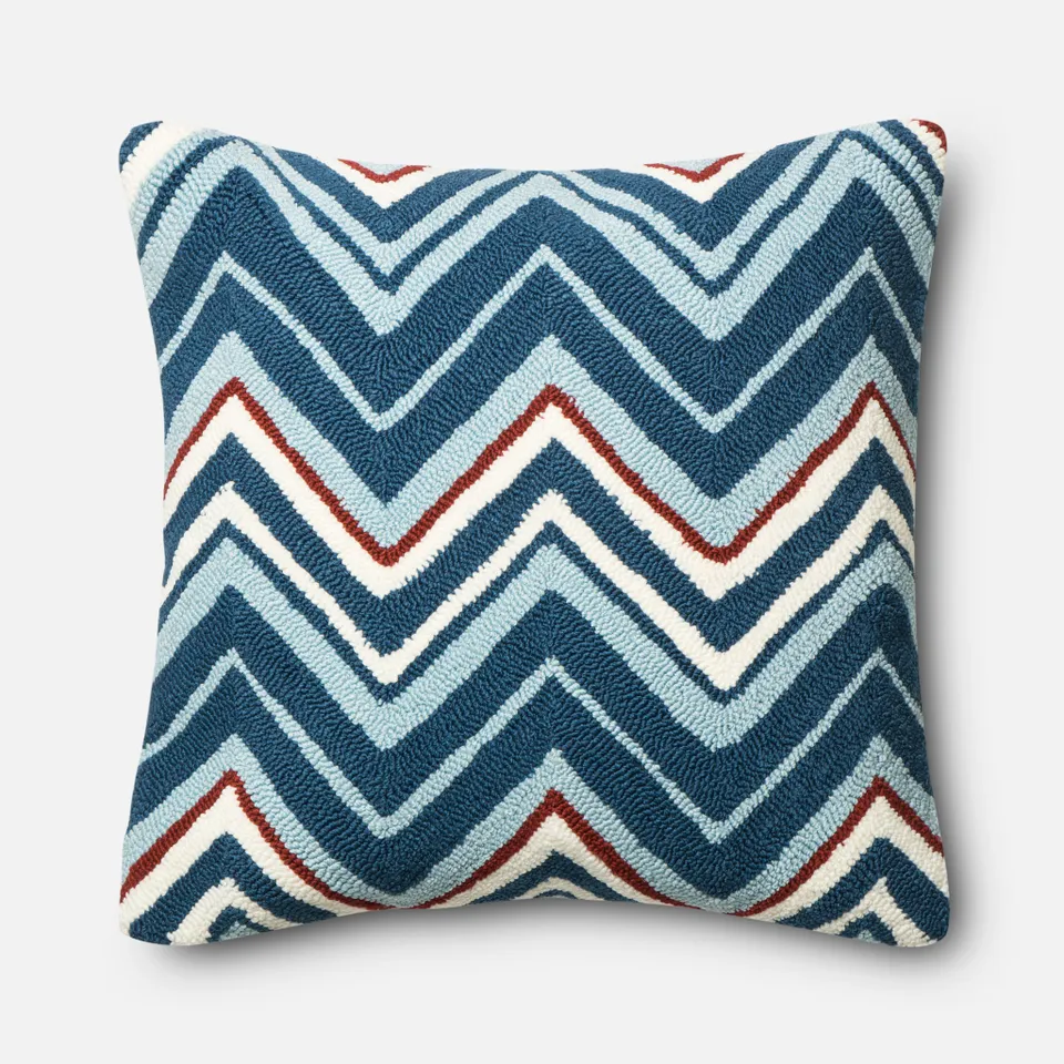 PILLOWS - NAVY / RED - 22" X 22" Cover w/Down