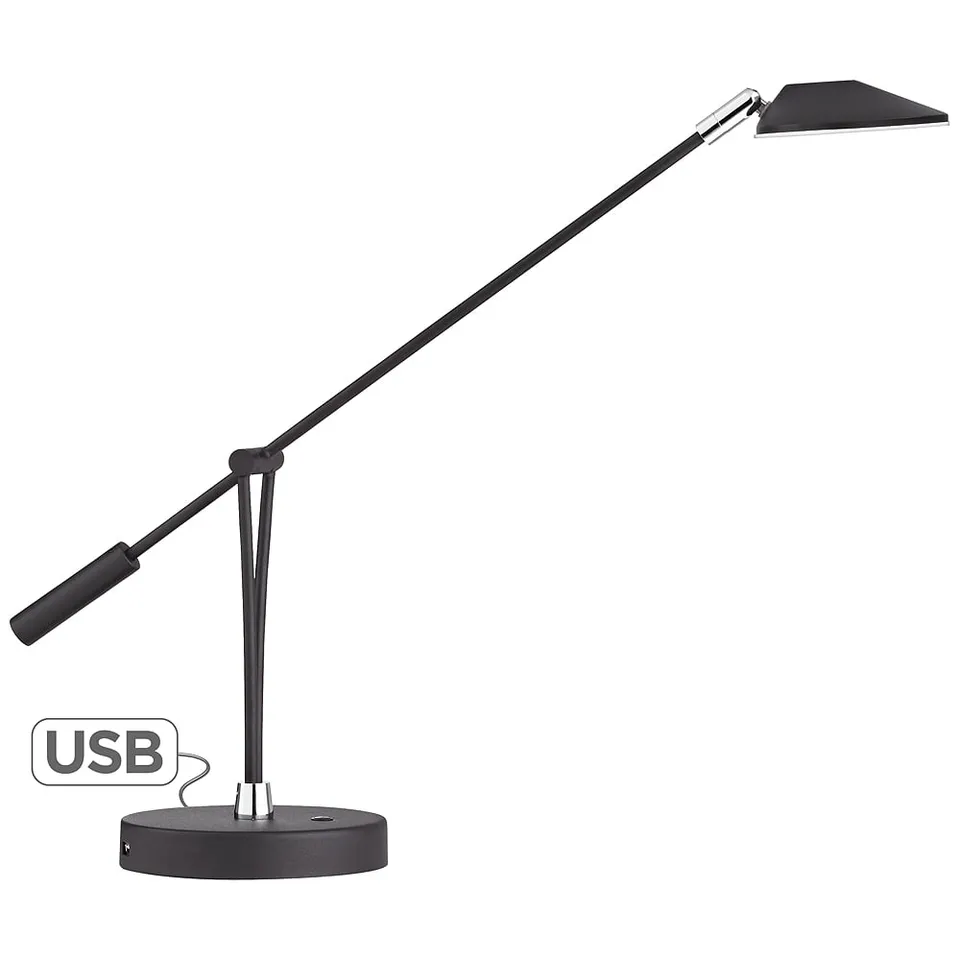 Possini Euro Arnie Satin Black Adjustable Modern LED USB Desk Lamp