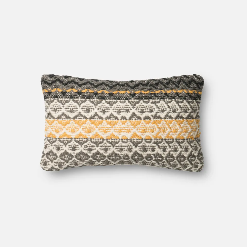 PILLOWS - GREY / GOLD - 13" X 21" Cover w/Down