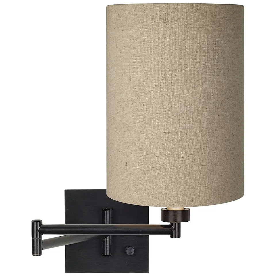 Franklin Iron Works Tan and Espresso Swing Arm Plug-In Wall Light