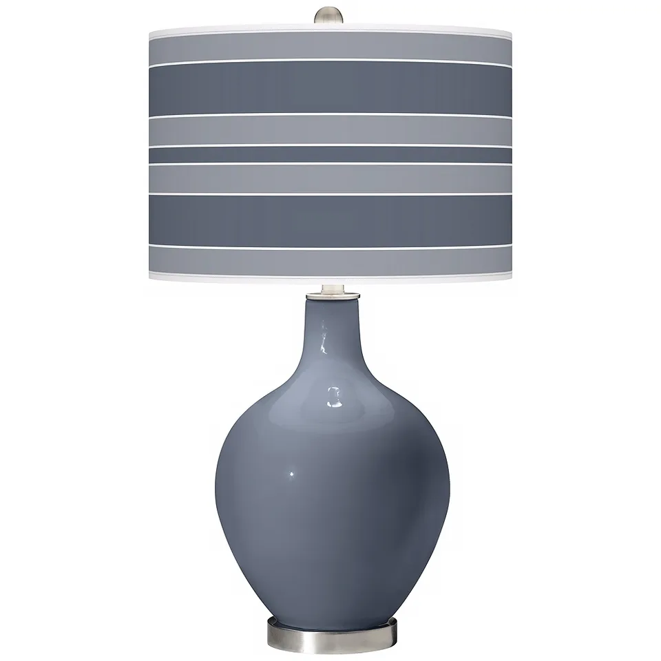 Color Plus Ovo 28 1/2" Bold Stripe Shade Granite Peak Gray Table Lamp