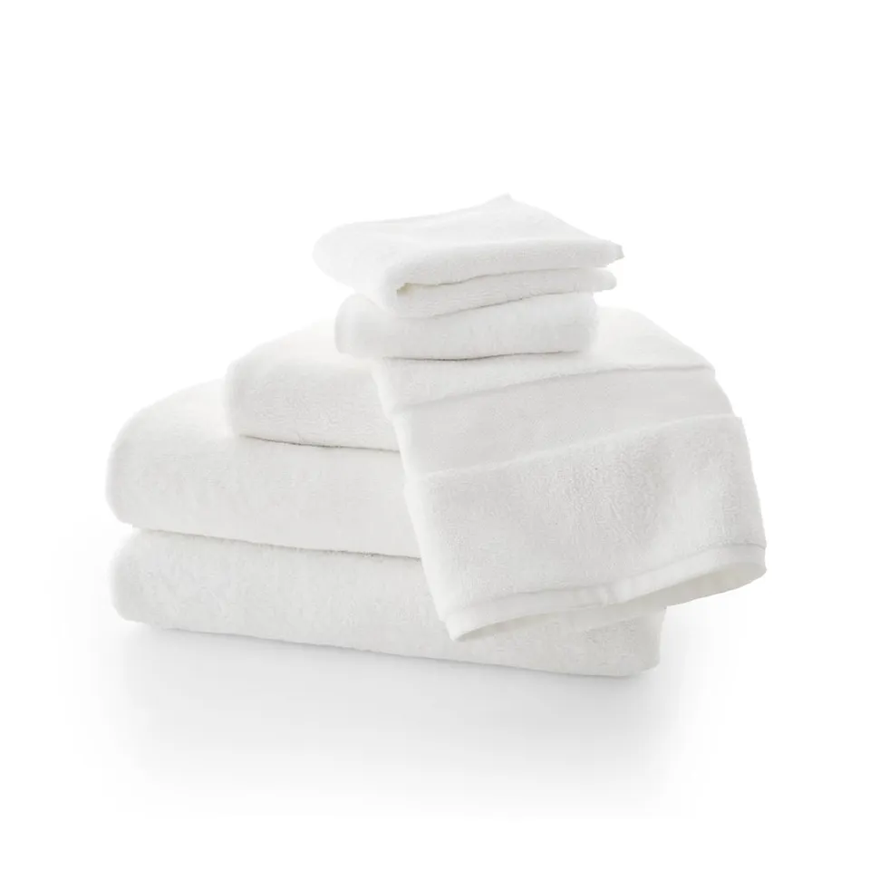Classic Organic Turkish Cotton White Towels, Set of 6