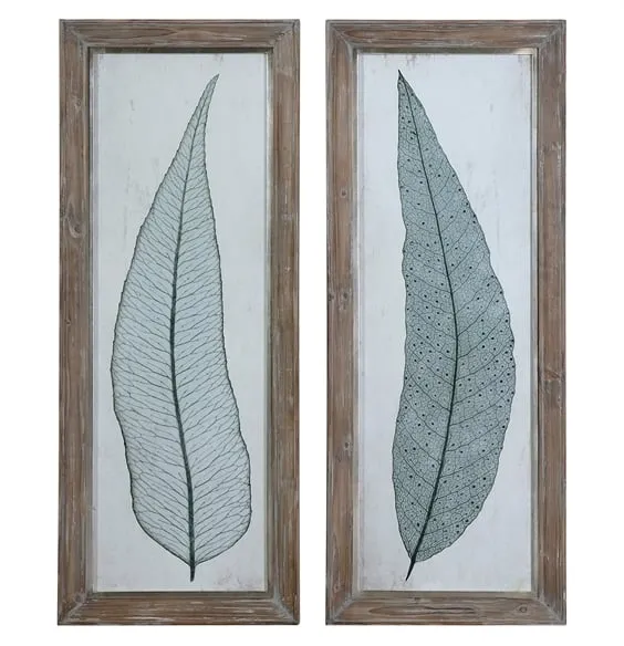 Tall Leaves, S/2 -16''x 40''- Framed- no mat
