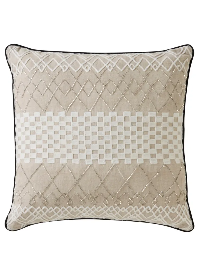 CNK21 - Cosmic By Nikki Chu-18"x18"-Down Fill-Oatmeal/ Bone White