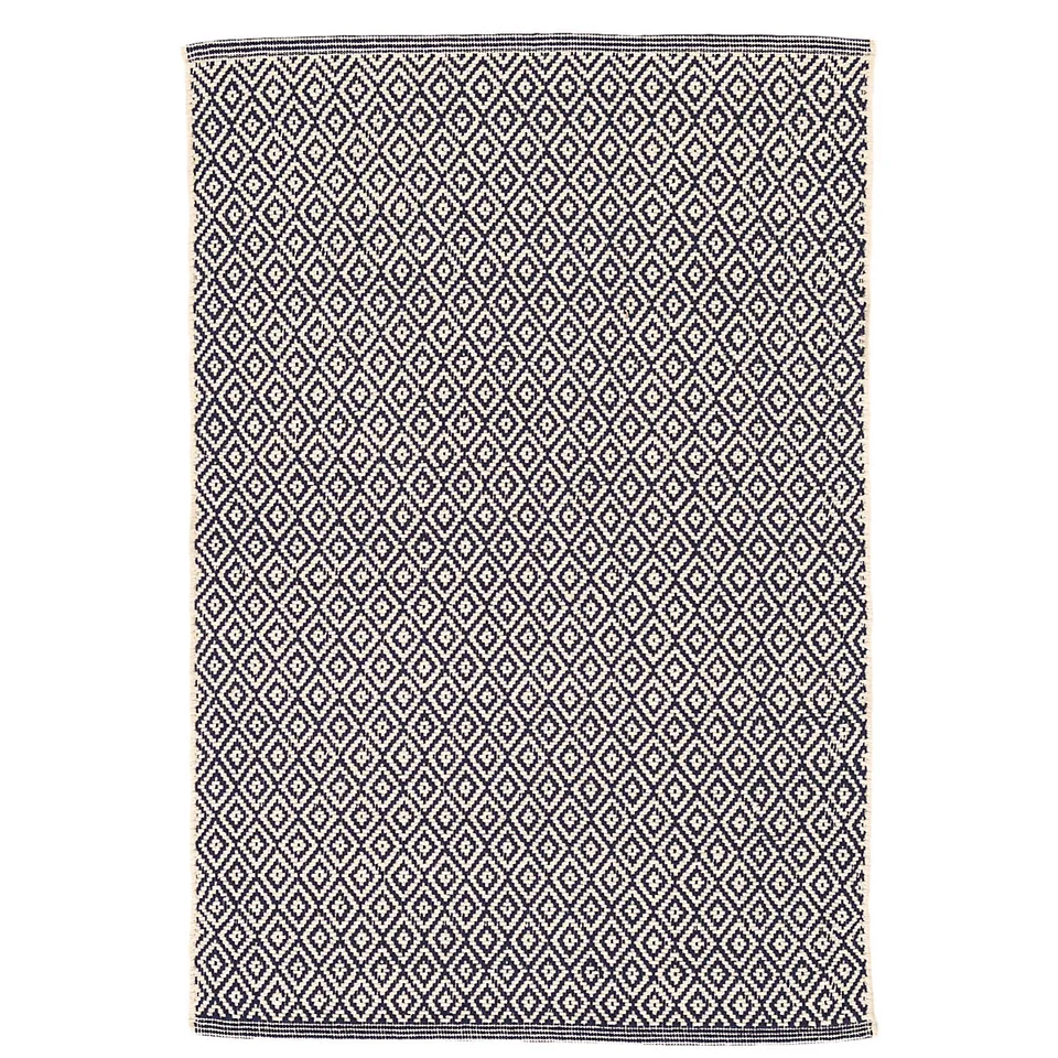 LATTICE INDIGO WOVEN COTTON RUG - 8' x 10'