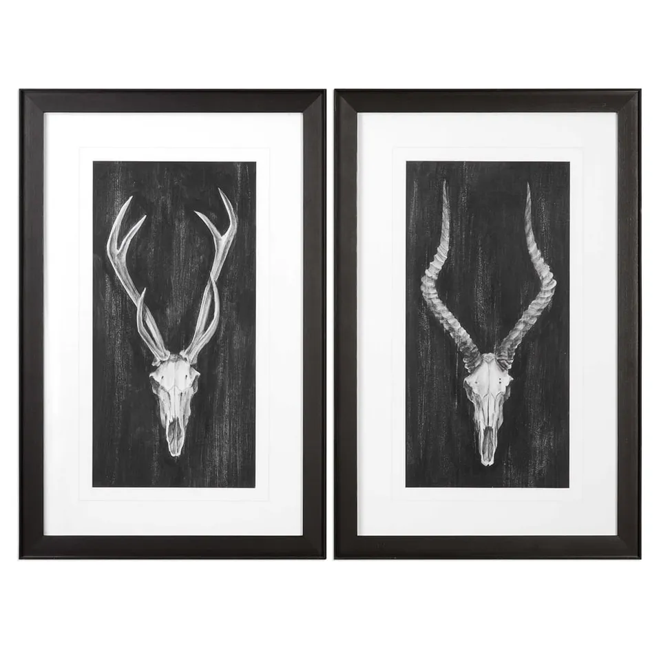 Rustic European Mounts, S/2 - 22"W x 34"H - Black Frame with Mat