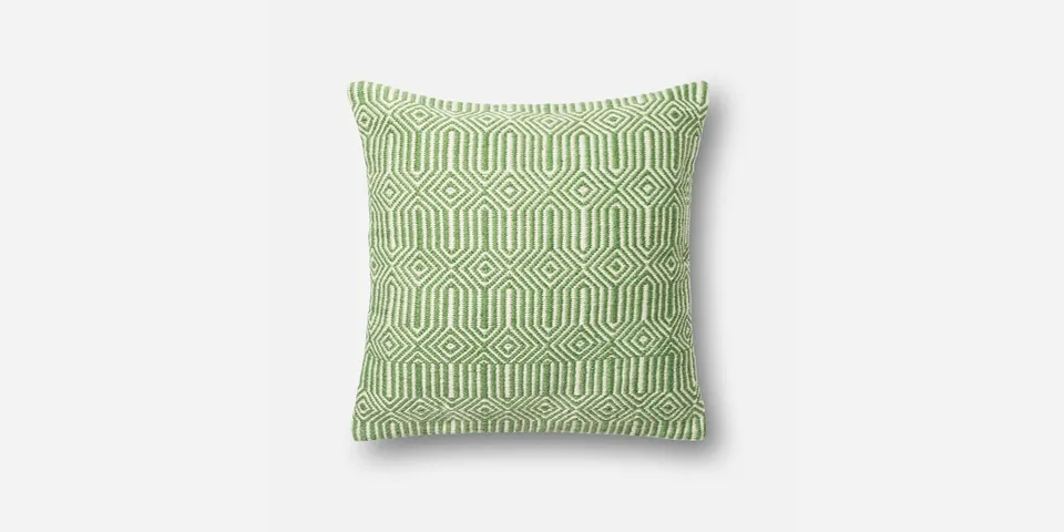 P0339 GREEN / IVORY Pillow - 22" x 22" with Down Insert