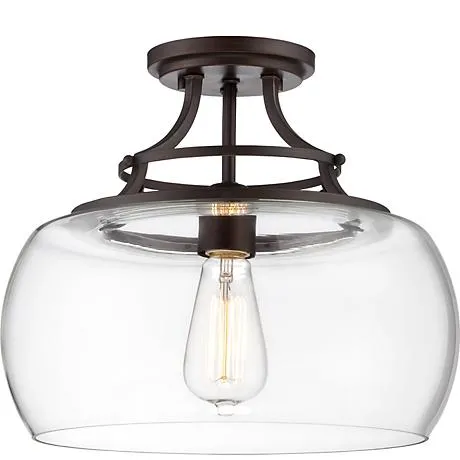 Franklin Iron Charleston 13 1/2" Bronze Clear Glass LED Ceiling Light