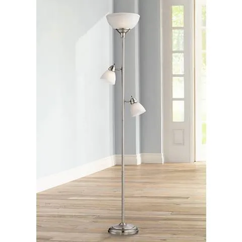 Possini Euro Ellery 72" Nickel Tree Torchiere 3-Light Floor Lamp
