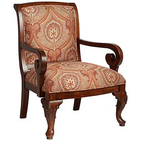 Diana Wood and Red Upholstered Accent Chair