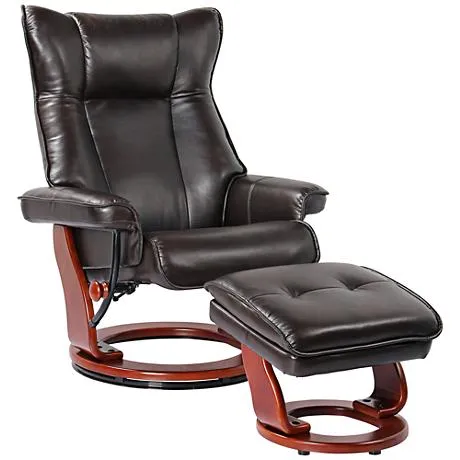 Morgan Java Faux Leather Ottoman and Swiveling Recliner