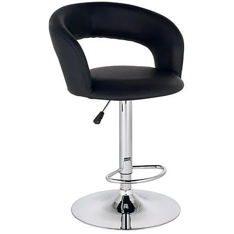 Groove Black Faux Leather Adjustable Swivel Bar Stool