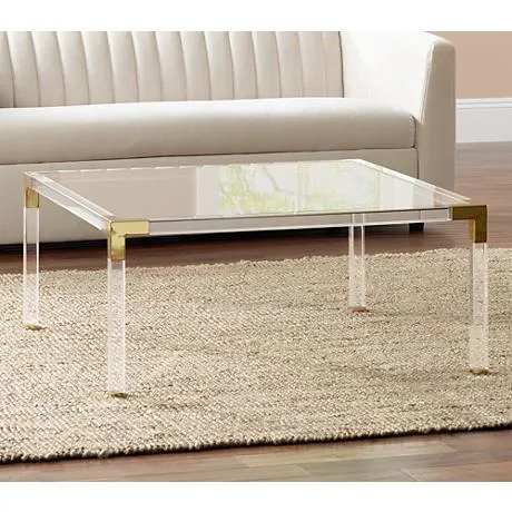 Hanna 40" Square Clear Acrylic Modern Coffee Table